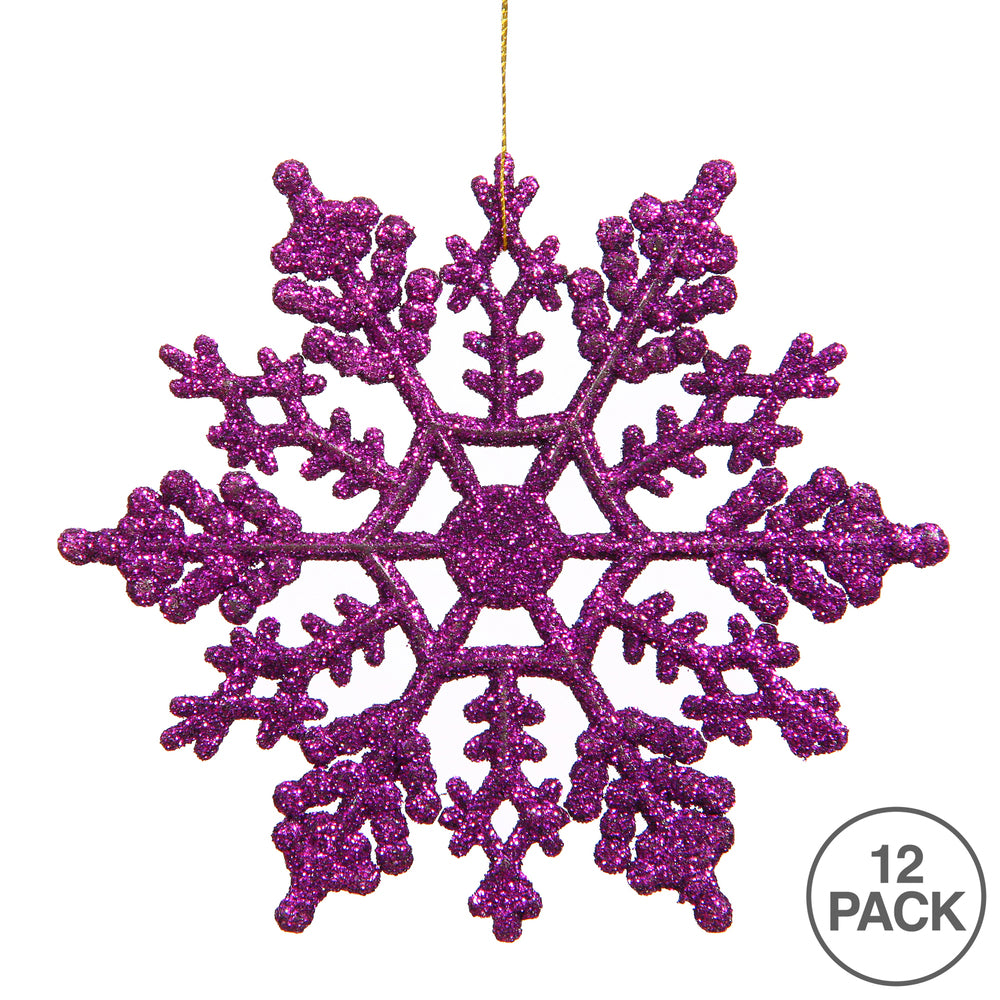 Vickerman 8" Purple Glitter Snowflake Christmas Ornament 12 per Box