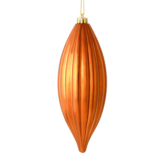 Vickerman 8" Copper Shiny Line Finial Ornament Pack of 4