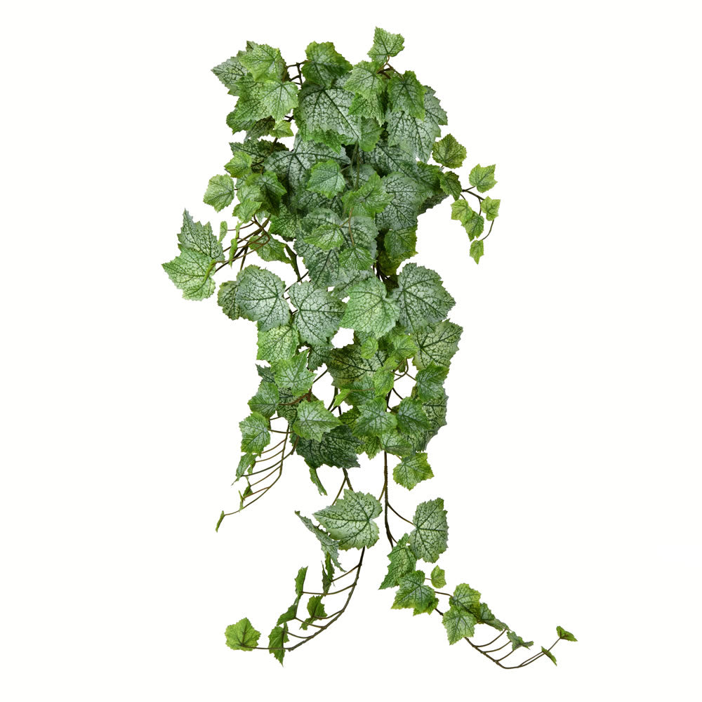 Vickerman 39" Artificial Green & White Grape Leaf Ivy Hanging Bush.