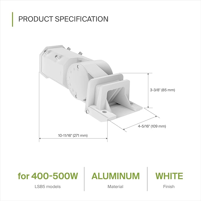 ASD Lighting Slip fitter Mounting Bracket for LED Area Lights LSB2 LSB5 400-500W White