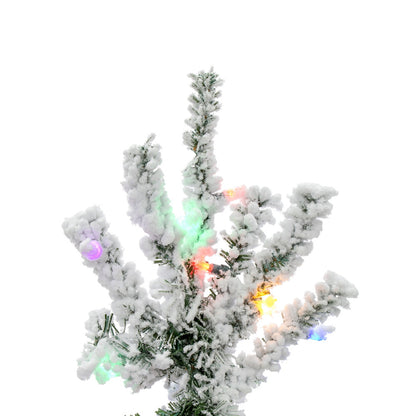 Vickerman 4.5' Flocked Sierra Fir Slim Artificial Christmas Tree Multi-Colored LED Dura-Lit lights