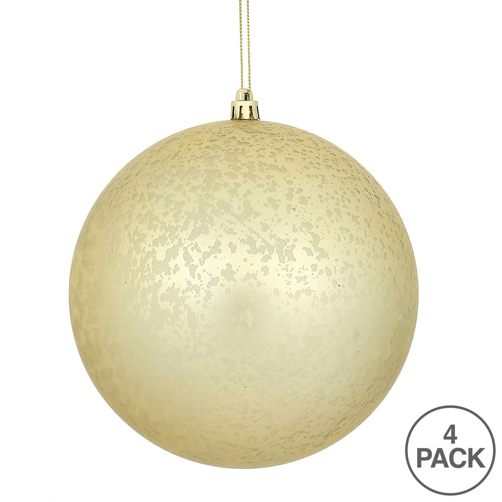 Vickerman 6" Champagne Matte Mercury Ball Ornament 4 per Bag