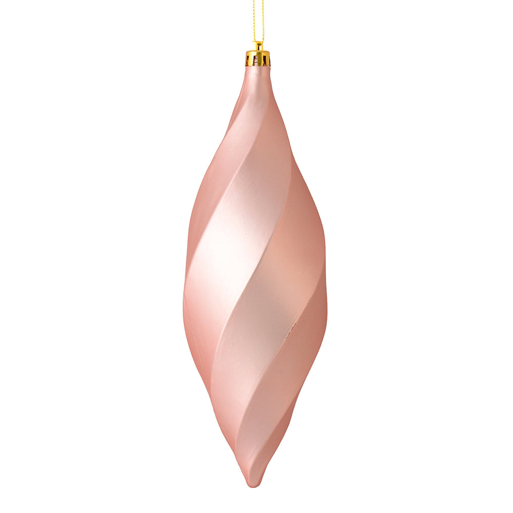 Vickerman 8" Rose Gold Matte Swirl Finial Ornament Pack of 6