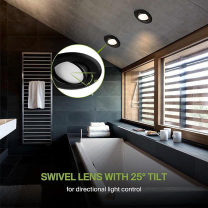 ASD Lighting LED Round Recessed Mini Panel Gimbal Airtight 4" 12W 120V Dimmable CCT Selectable 2700/3000/3500/4000/5000K Black UL 6pack