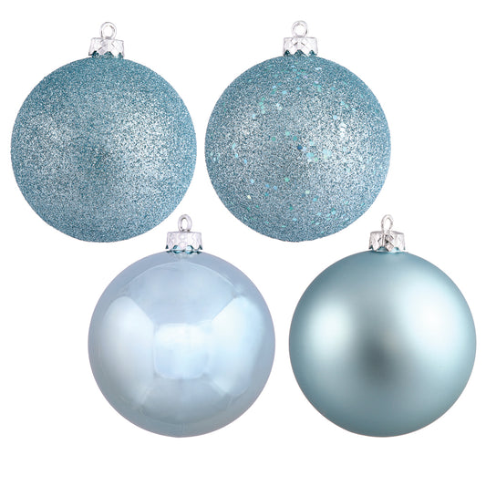 Vickerman 2.4" Baby Blue 4-Finish Ball Ornament Assortment 60 per Box