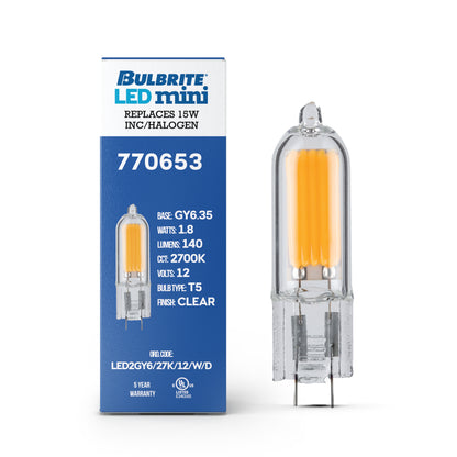 Bulbrite 770653 1.8W LED GY6 WAFER GLASS 2700K 12V