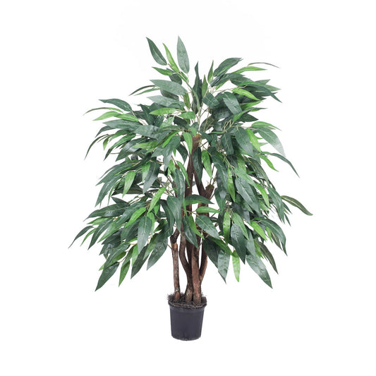 Vickerman 4' Artificial Mango Extra Full Bush Black Plastic Pot.