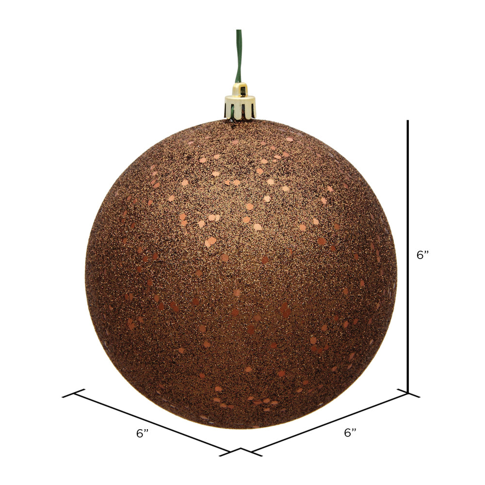 Vickerman 6" Mocha Sequin Ball Ornament 4 per Bag