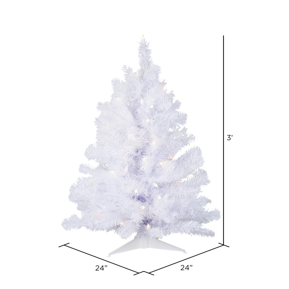 Vickerman 3' Crystal White Spruce Artificial Christmas Tree Clear Dura-lit Incandescent Lights
