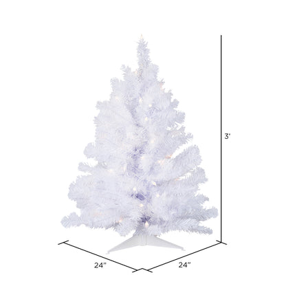 Vickerman 3' Crystal White Spruce Artificial Christmas Tree Clear Dura-lit Incandescent Lights