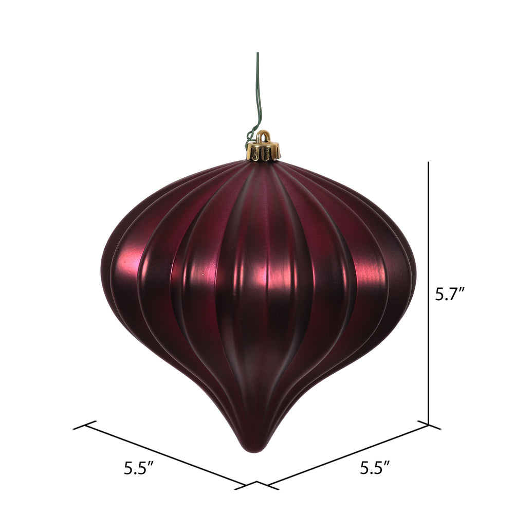 Vickerman 5.7" Wine Matte Onion Christmas Ornament UV treated Set of 3