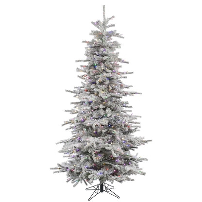 Vickerman 10' Flocked Sierra Fir Slim Artificial Christmas Tree 1100 Multi-Colored LED lights