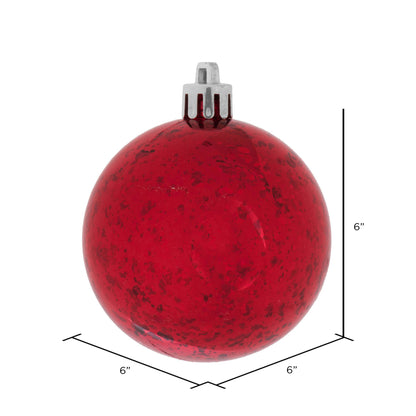 Vickerman 6" Red Shiny Mercury Ball Ornament 4 per Bag