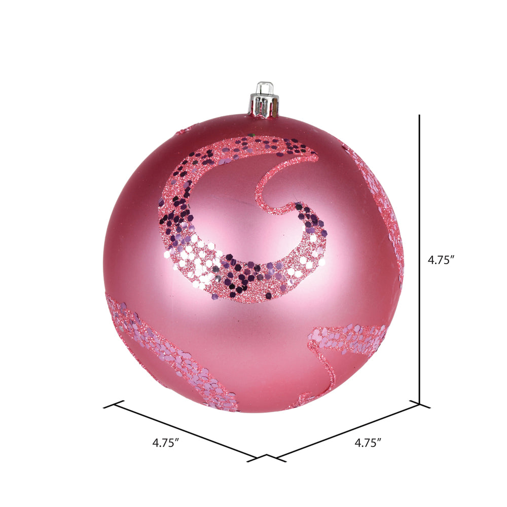 Vickerman 4.75" Pink Matte Sequin Swirl Ornament 4 per Bag