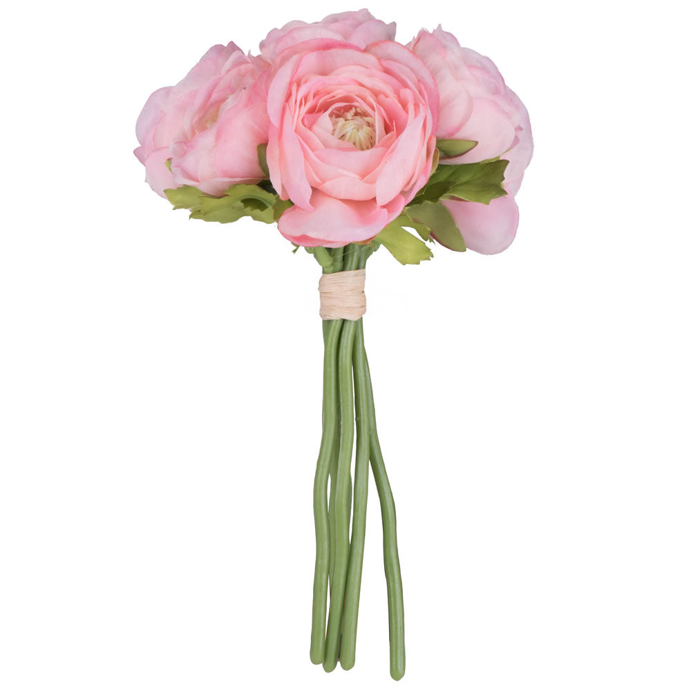 Vickerman 9" Artificial Mini Pink Ranunculus Spray. Includes 3 sprays per pack.