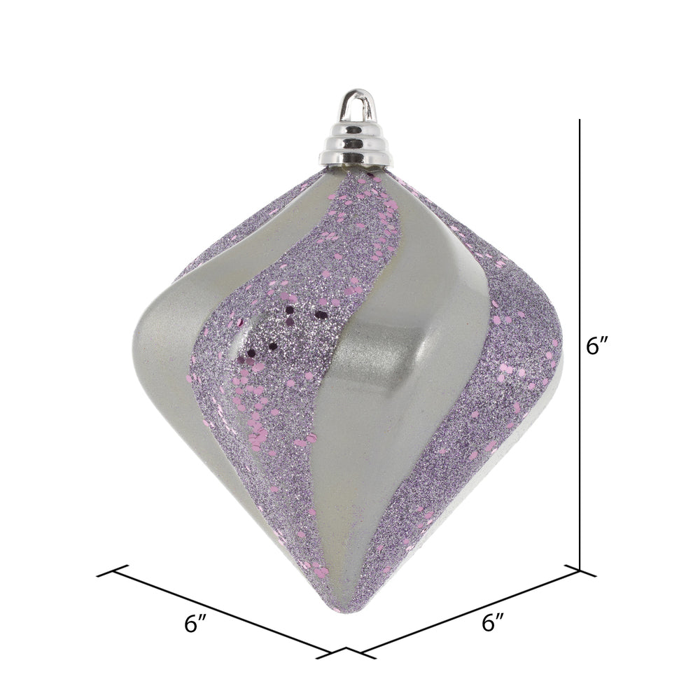 Vickerman 6" Lilac Candy Glitter Swirl Diamond Christmas Ornament