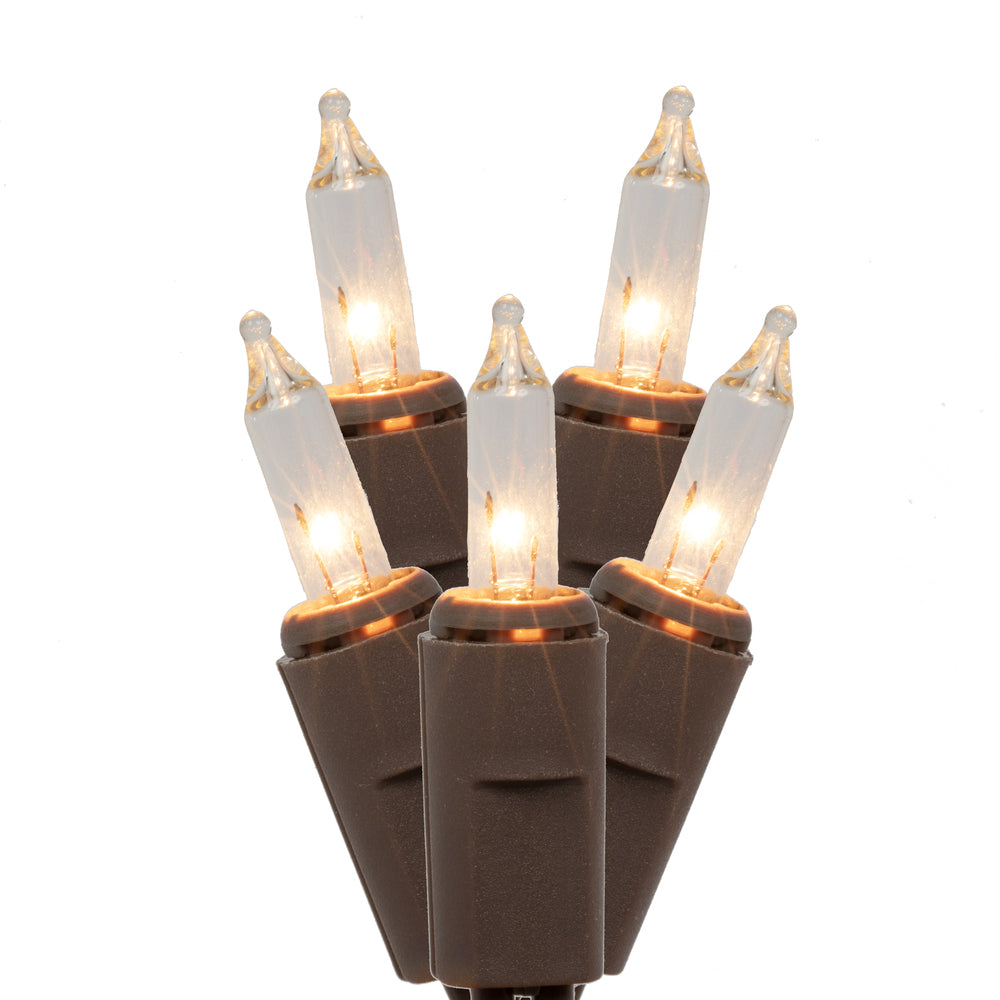 Vickerman 50 Clear Dura-lit Mini Light on Brown Wire, 37' Christmas Light Strand