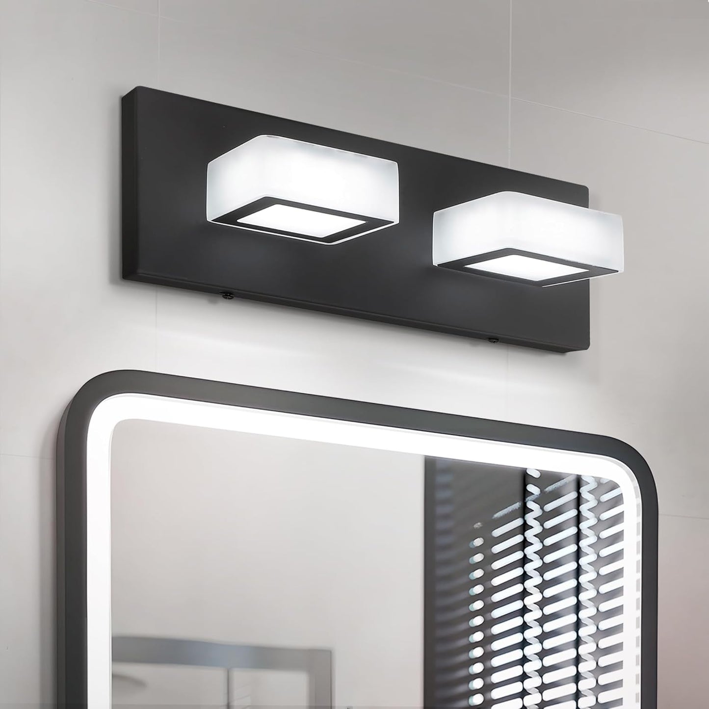 ASD Lighting LED Vanity 2-light 12W 120V with rotatable heads CCT Selectable 2700/3000/4000/5000/6000K Dimmable Black ETL