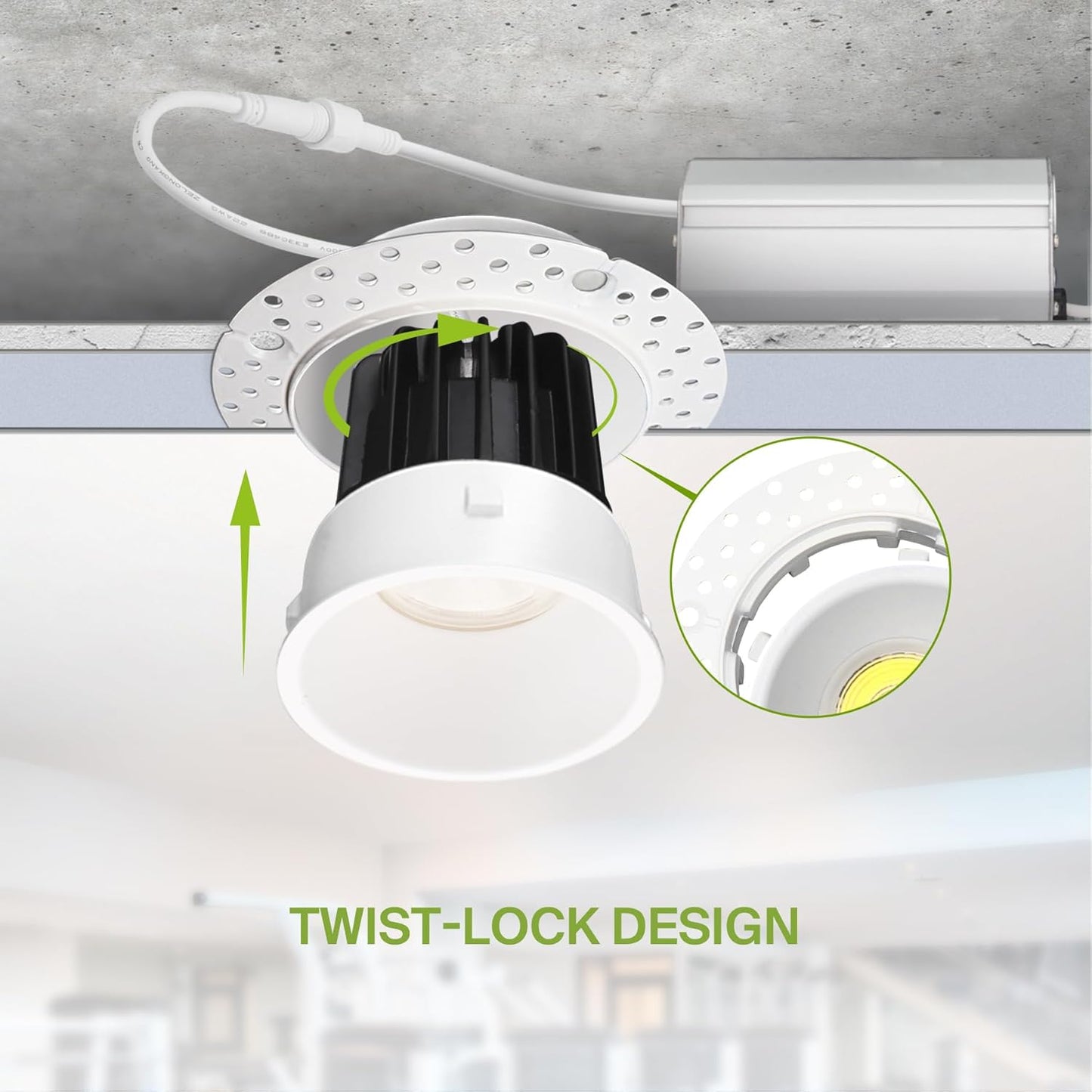 ASD Lighting LED Trimless Downlight Round 2inch 8W 120V Triac 2700/3000/3500/4000/5000K White ETL Energy Star