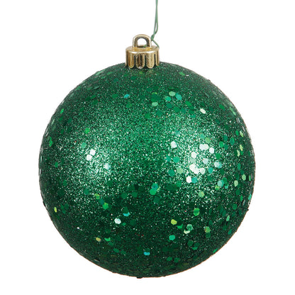 Vickerman 6" Emerald Sequin Ball Ornament 4 per Bag