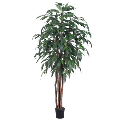 Vickerman 6' Artificial Mango Executive Black Plastic Pot