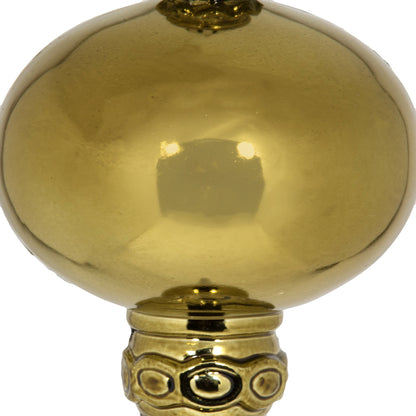 Vickerman 8" x 2.75" Olive Shiny Finial Ornament with drilled and wired caps. Comes 3 per Bag.