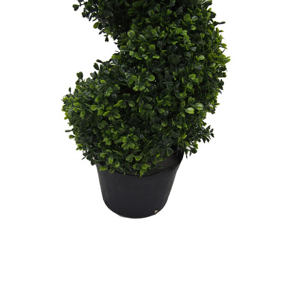 Vickerman 3' Artificial Potted Green Boxwood Spiral Tree.