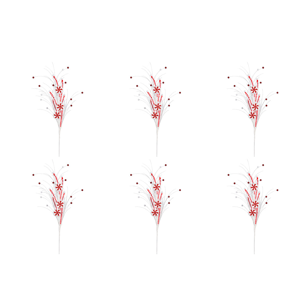 Vickerman Red/White Candy Swirl Artificial Christmas Spray. Includes 6 sprays per pack.