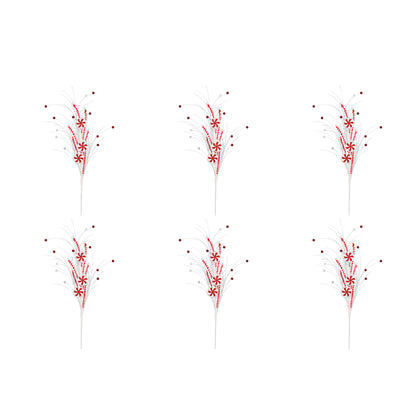 Vickerman Red/White Candy Swirl Artificial Christmas Spray. Includes 6 sprays per pack.