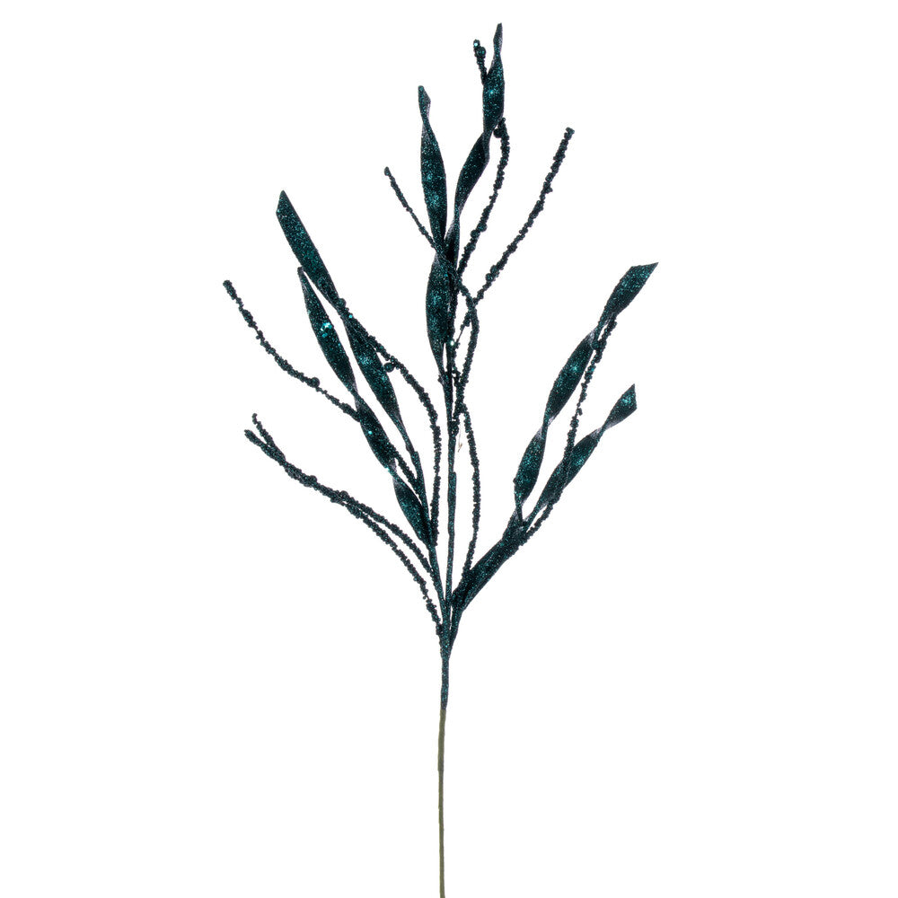 Vickerman 34" Sea Blue Wavy and Spiral Glitter Spray 6 per bag.