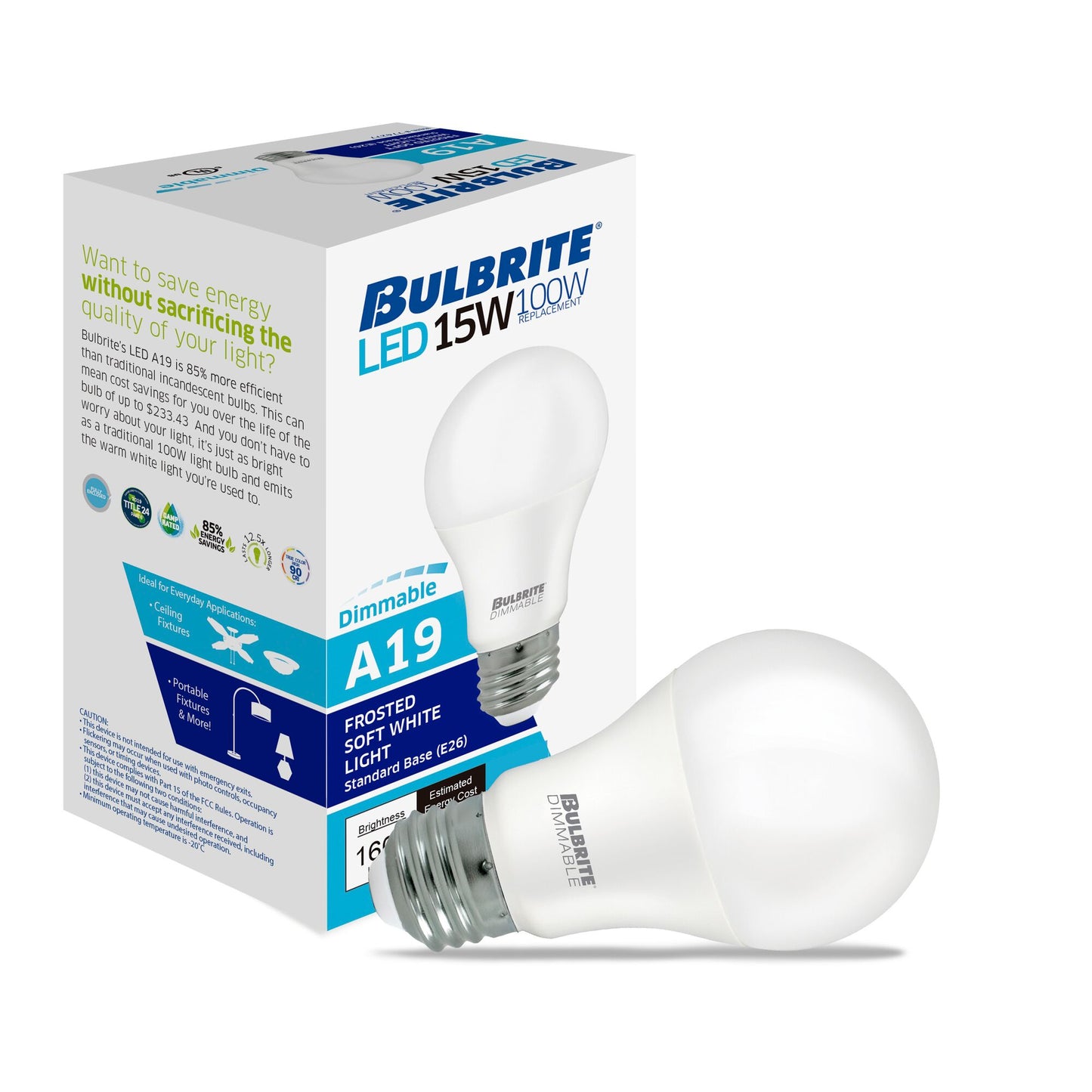 Bulbrite 774269 LED Filament 15 Watt A19 Light Bulb with a Frost Finish and a Medium Screw (E26) Base - 3000K (Soft White Light) 1600 Lumens