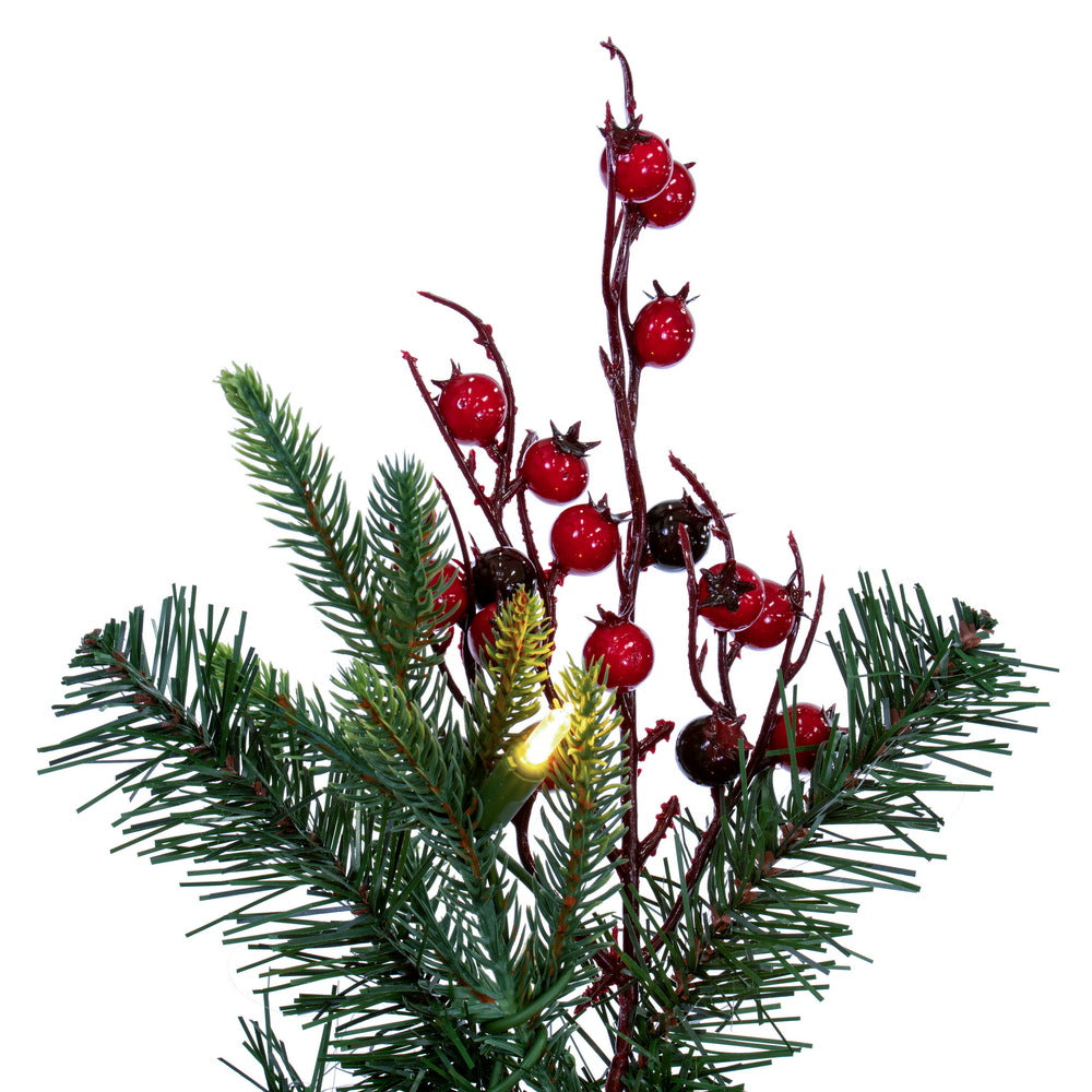 Vickerman 24" Berry Mixed Pine Cone Artificial Pre-Lit Wreath Dura-Lit® Warm White LED Mini Lights.