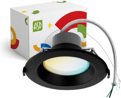 ASD Lighting LED Commercial Downlight 6inch 10/15/22W 120-277V 0-10V Dimmable 2700/3000/3500/4000/5000K Black UL ES
