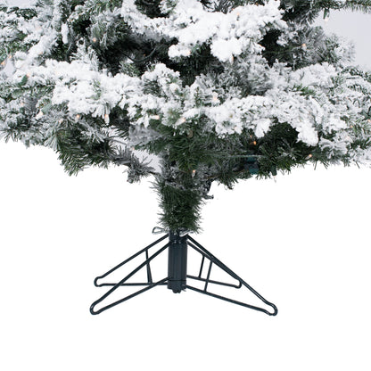 Vickerman 7.5' Flocked Utica Fir Slim Artificial Christmas Tree Pure White Single Mold LED Lights