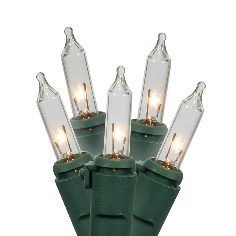 Vickerman 100 Clear Dura-lit Mini Light on Green Wire 46' Christmas Light Strand
