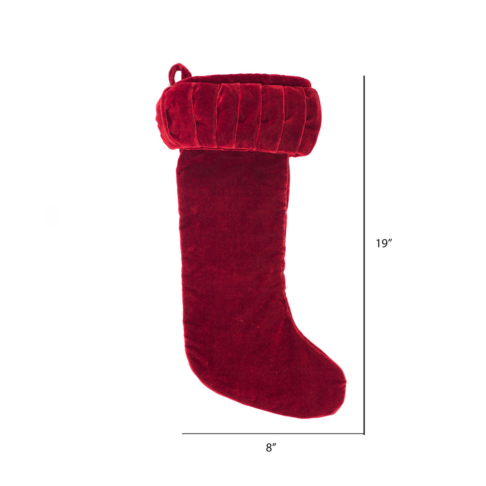 Vickerman 8" x 19" Plush Red Velvet Christmas Stocking