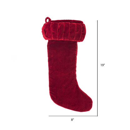 Vickerman 8" x 19" Plush Red Velvet Christmas Stocking