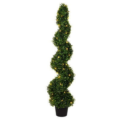 Vickerman 4' Artificial Potted Green Boxwood Spiral Tree