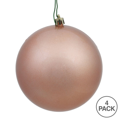 Vickerman 6" Rose Gold Candy Ball Ornament 4 per Bag