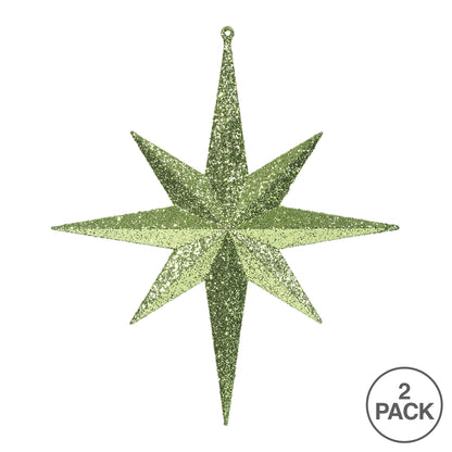 Vickerman 12" Lime Iridescent Glitter Bethlehem Star Christmas Ornament 2 per Box