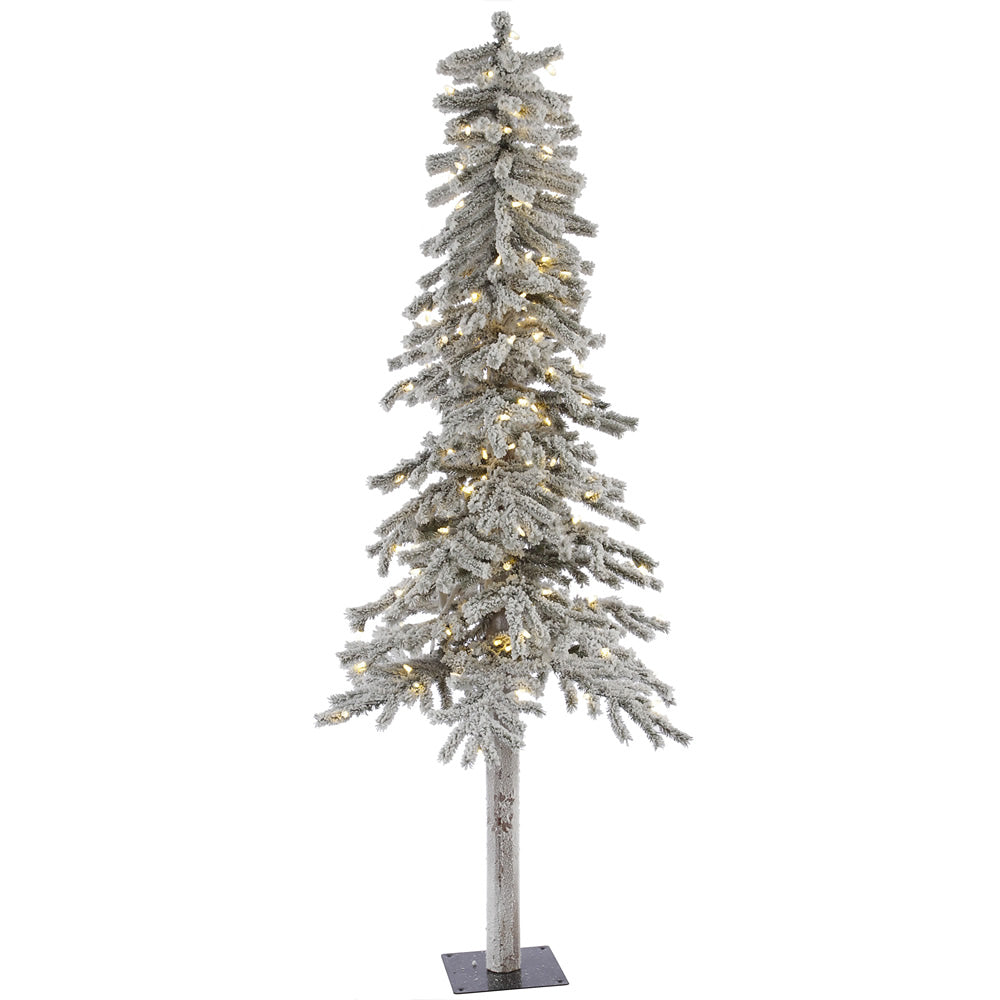 Vickerman 6' Flocked Alpine Artificial Christmas Tree Pure White Single Mold LED lights