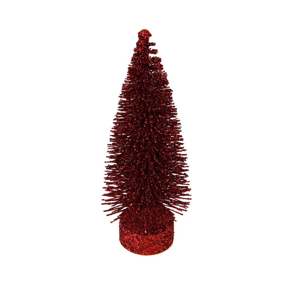 Vickerman 7"-9"-11" Burgundy Glitter Oval Pine Artificial Christmas Tree Set of 3