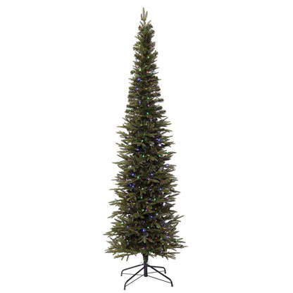 Vickerman 12' Bixley Pencil Fir Artificial Christmas Tree Multi-colored Dura-Lit LED lights