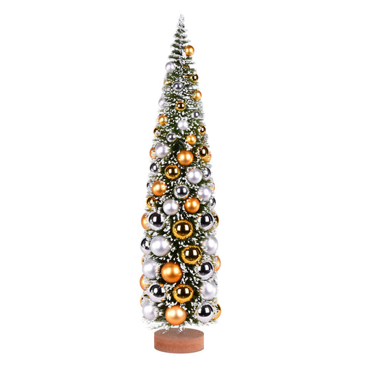 Vickerman 24" Vintage Tabletop Frosted Green Artificial Christmas Tree Silver and Gold Ornament