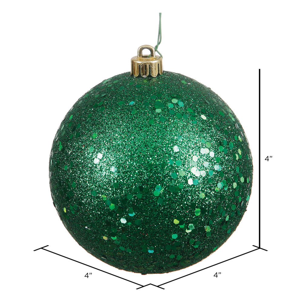 Vickerman 4" Emerald Sequin Ball Ornament 6 per Bag