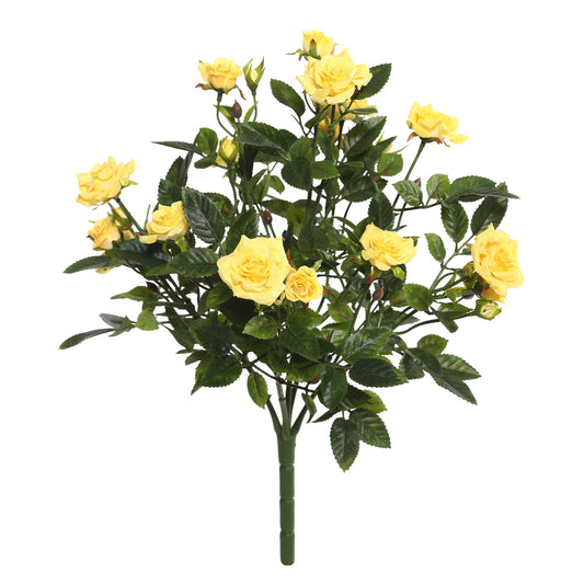 Vickerman 15" Artificial Yellow Mini Diamond Rose Bush.
