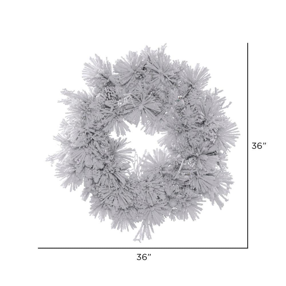 Vickerman 36" Flocked Alberta Artificial Christmas Wreath Unlit