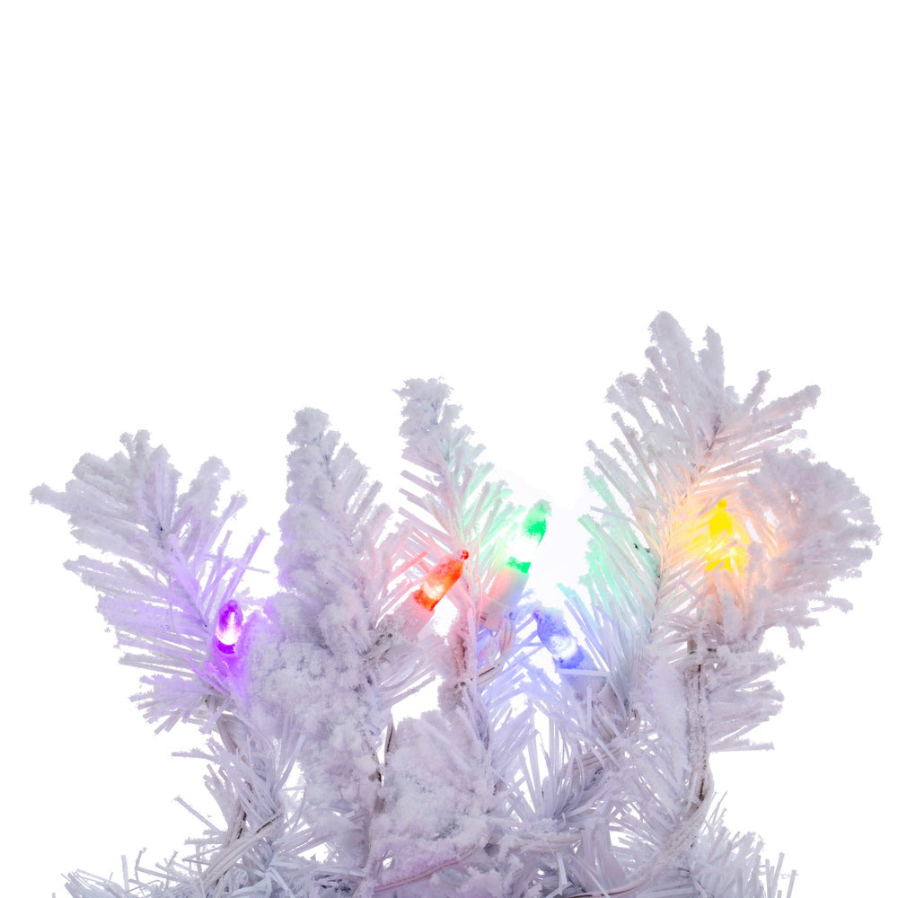 Vickerman 30" Flocked White Wreath Multi-Colored Dura-lit LED Mini Lights