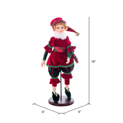 Vickerman 18" Red Plaid Christmas Fairy Girl with Stand.