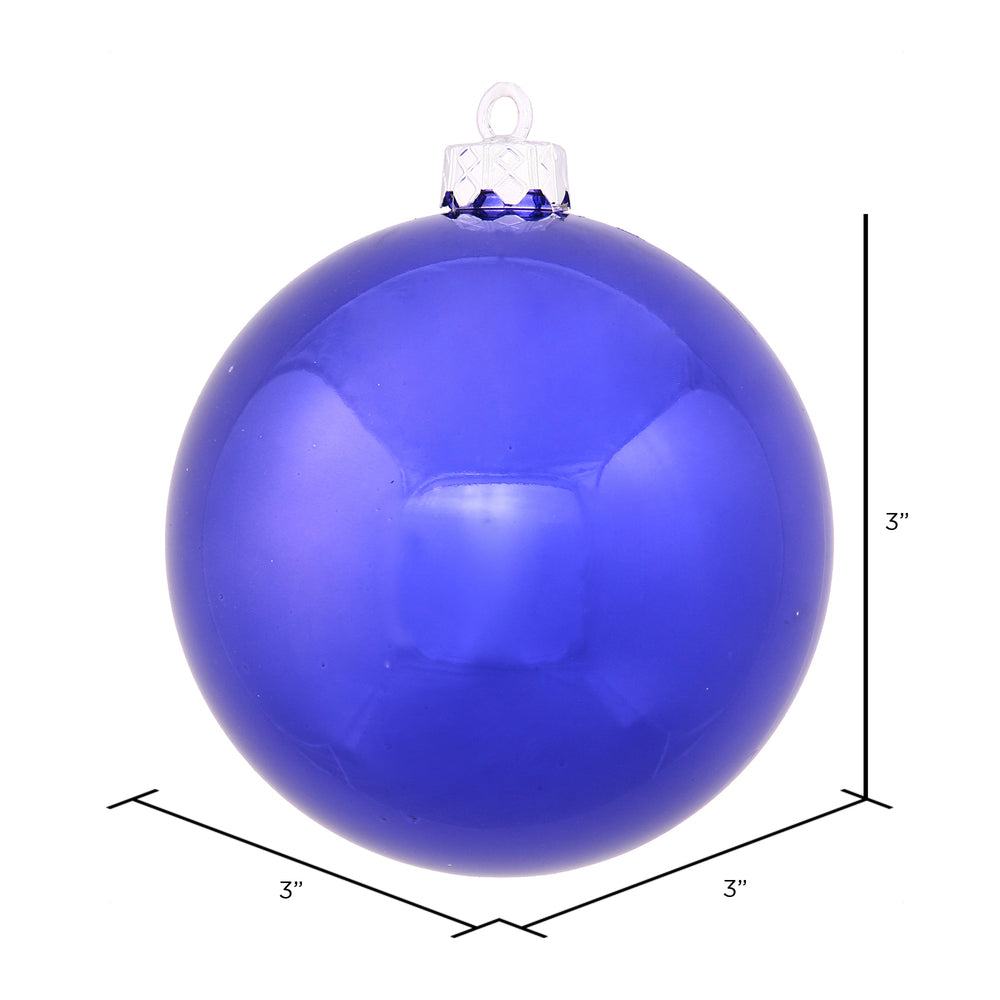 Vickerman 3" Cobalt Shiny Ball Ornament 12 per Bag